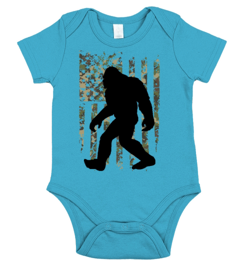 Bigfoot Believe Sasquatch American Flag Silhouette Short Sleeve Baby One-Piece