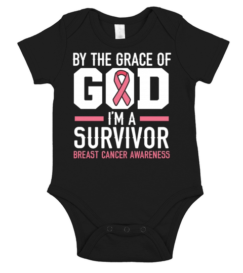 By The Grace Of God Im A Survivor Breast Cancer Short Sleeve Baby One-Piece