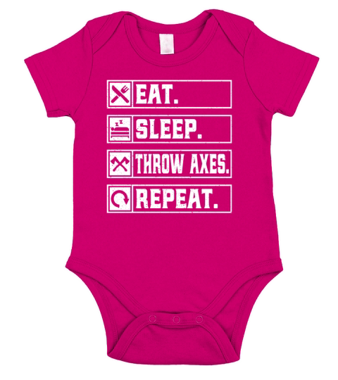 Eat Sleep Throw Axes Repeat - Ax Throwing Lover Short Sleeve Baby One-Piece
