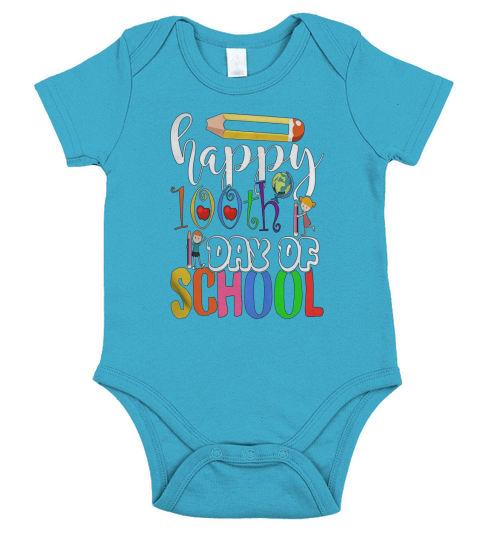 Happy 100th Day Of School Pencil T-shirt Short Sleeve Baby One-Piece