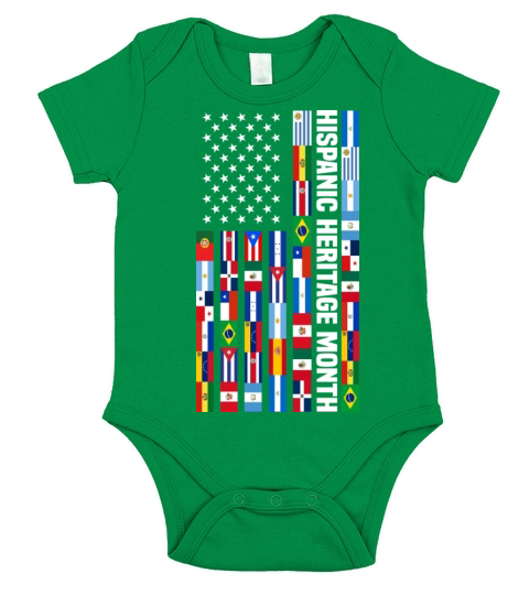 Hispanic Heritage Month Spanish Countries USA Flag Short Sleeve Baby One-Piece