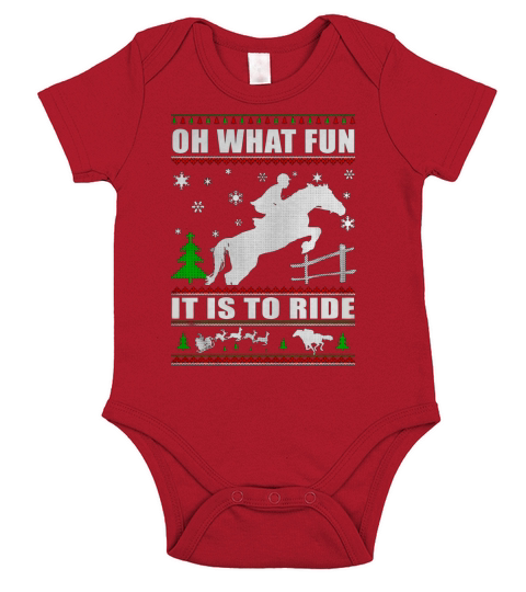 HORSE CHRISTMAS OH WHAT FUN IT IS TO RIDE Short Sleeve Baby One-Piece