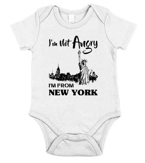 I’m not Angry I’m from New York shirt Short Sleeve Baby One-Piece