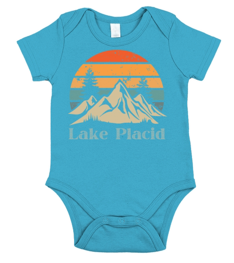 Lake Placid Retro Vintage Mountain Sunset Outdoors Short Sleeve Baby One-Piece