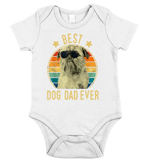 Mens Best Dog Dad Ever Brussels Griffon Fathers Day Gift T-Shirt Short Sleeve Baby One-Piece