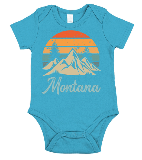 Montana Retro Vintage Mountain Sunset Outdoors Wil Short Sleeve Baby One-Piece