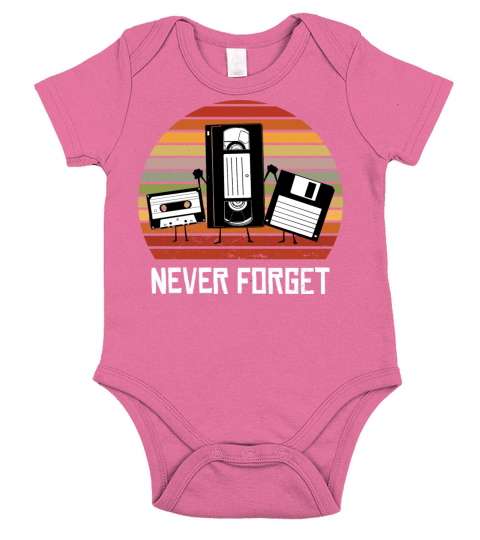 Never Forget Funny Vintage Cassette Tape Short Sleeve Baby One-Piece