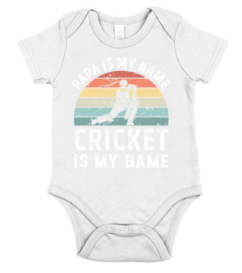 Papa is my Name Cricket is my Game Dad Fathers Short Sleeve Baby One-Piece