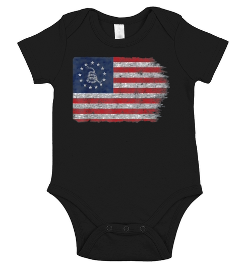 Patriotic Politically Incorrect Betsy Ross Flag 1776 Gadsden Snake shirt Short Sleeve Baby One-Piece