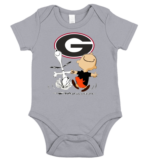 Snoopy Georgia Bulldogs fans Short Sleeve Baby One-Piece