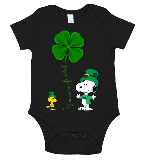 Snoopy shamrock  you are my four leaf clover Short Sleeve Baby One-Piece