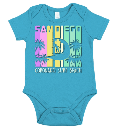 Vintage San Diego Beach California Surfing Retro Short Sleeve Baby One-Piece