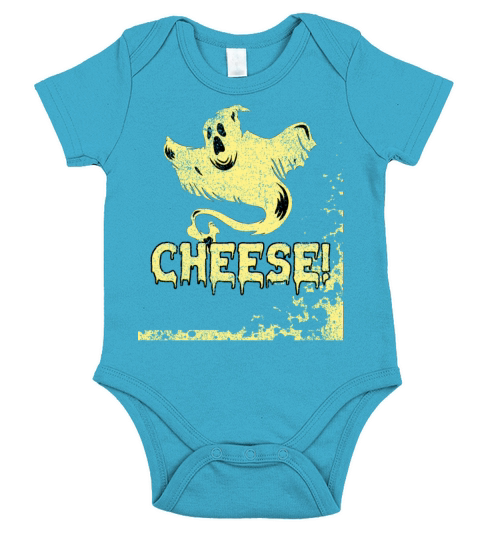 Vintage Spooky Ghost Cheese Short Sleeve Baby One-Piece
