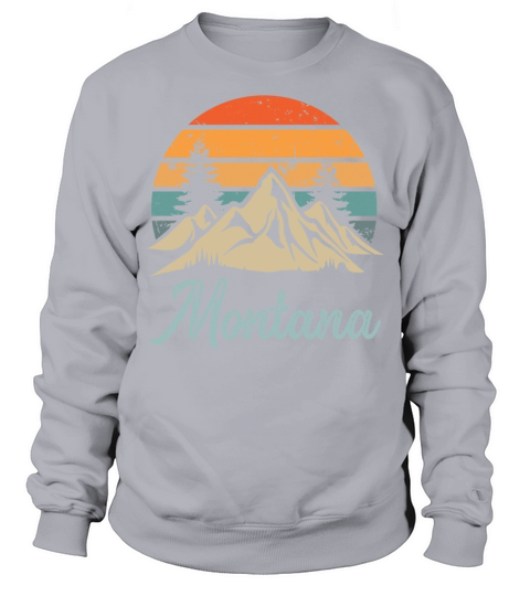 Montana Retro Vintage Mountain Sunset Outdoors Wil Sweatshirt Unisex