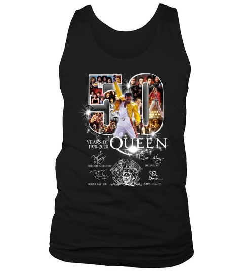 50 years of Queen 1970 2020 signatures Freddie Mercury Brian May shirt Tank Top Unisex
