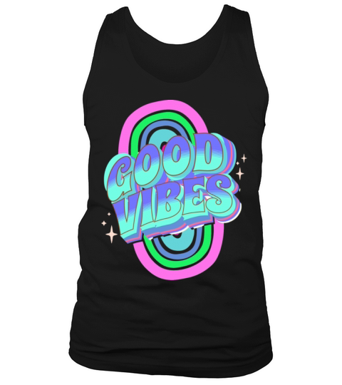 Retro Vintage Good Vibes Rainbow Quote Tank Top Unisex