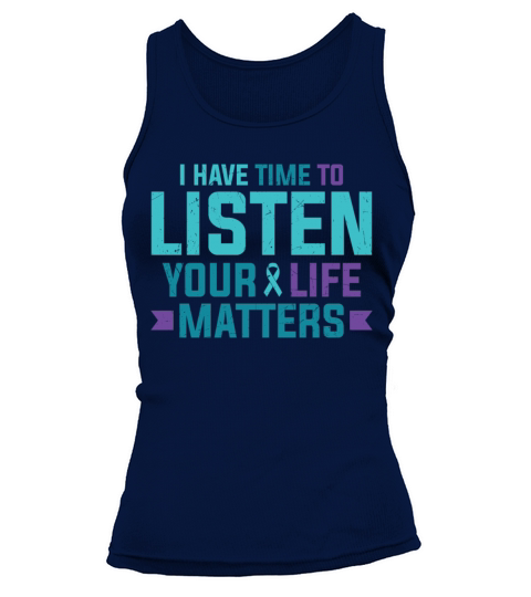 Purple Teal Ribbon I Have Time To Listen Tank top Woman
