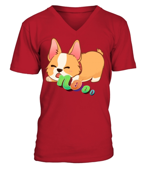 Angry Corgi Dog Shouting Nooo V-Neck T-shirt