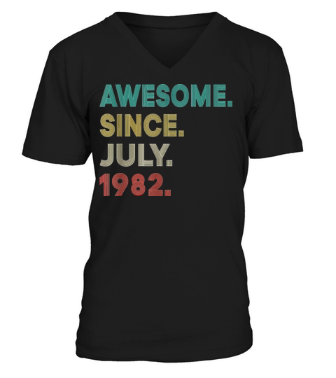 Awesome Since July 1982 Vintage 40th Birthday Tee V-Neck T-shirt
