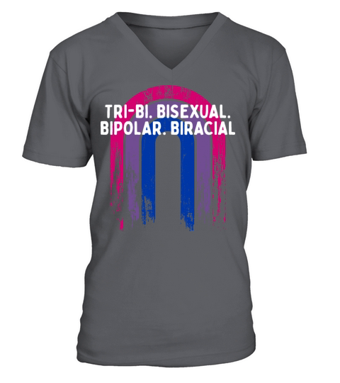 Bisexual Biracial Bi Pun Bi Pride Joke LGBTQ Funny V-Neck T-shirt