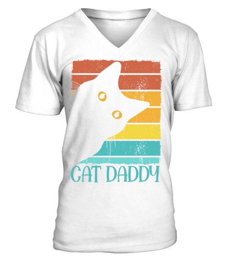 Cat Daddy Vintage Eighties Style Cat Gift Best V-Neck T-shirt
