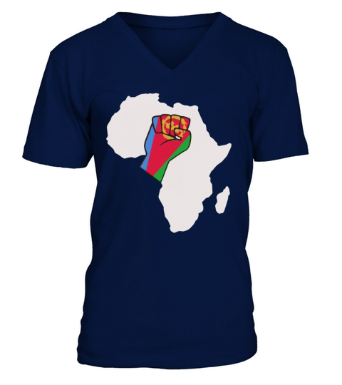 Eritrean pride Eritrea flag Africa map raised fist t-shirt V-Neck T-shirt