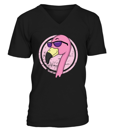 Flamingo with sunglasses V-Neck T-shirt