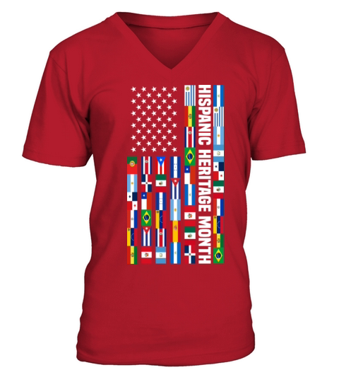 Hispanic Heritage Month Spanish Countries USA Flag V-Neck T-shirt