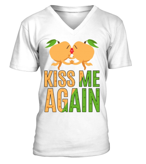 Kiss me again cute apricot couple V-Neck T-shirt