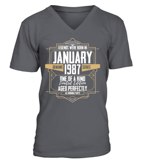 Legend Were Born In January 1987 Birthday V-Neck T-shirt