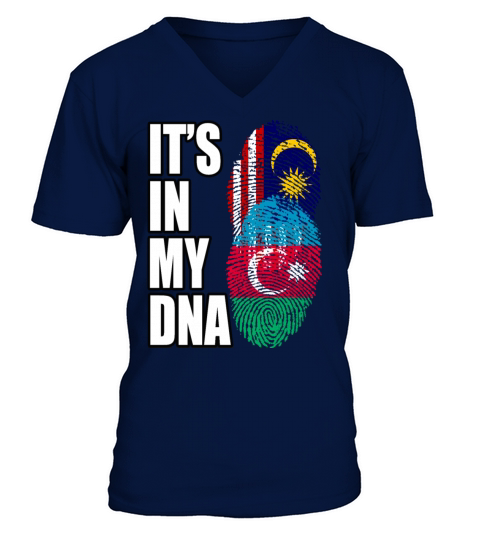 Malaysian And Azerbaijani Mix Heritage DNA Flag V-Neck T-shirt
