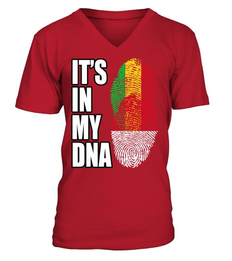 Malian And Indonesian Mix Heritage DNA Flag V-Neck T-shirt