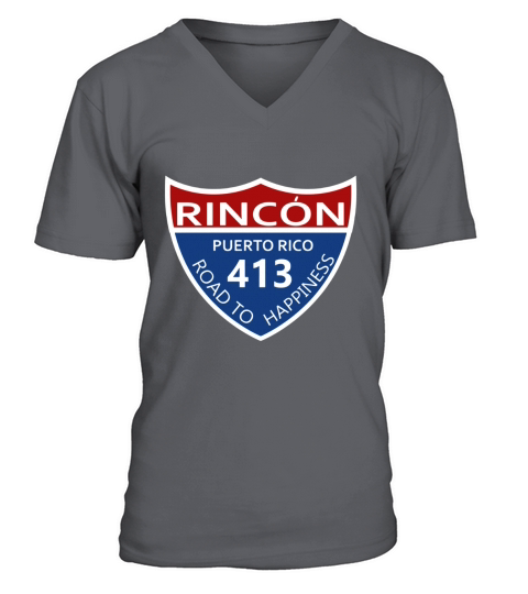 Puerto Rico Rincon 413 Road to Happiness T-Shirt V-Neck T-shirt