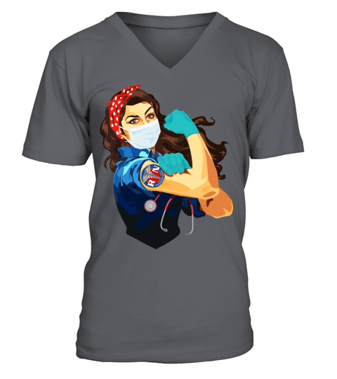 Registered Nurse Frontline Workers Nurse Strong Rosie Riveter V-Neck T-shirt