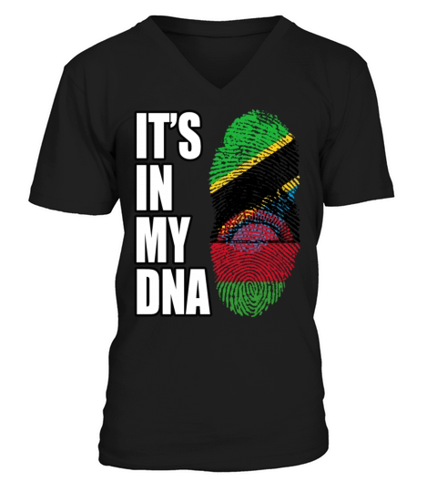 Tanzanian And Malawian Vintage Heritage DNA Flag V-Neck T-shirt