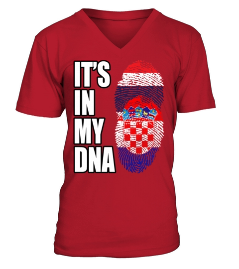 Thai And Croatian Vintage Heritage DNA Flag V-Neck T-shirt