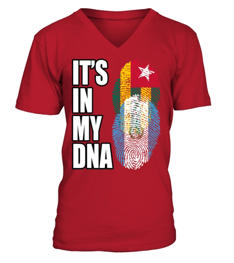 Togolese And Guatemalan Mix Heritage DNA Flag V-Neck T-shirt