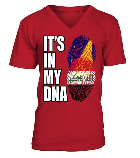 Tokelauan And Iraqi Mix Heritage DNA Flag V-Neck T-shirt