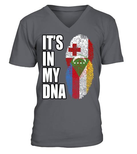 Tongan And Comoran Mix Heritage DNA Flag V-Neck T-shirt