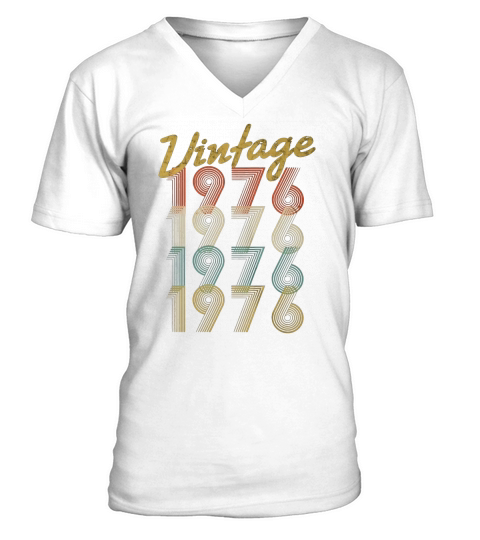 Vintage 1976 T-Shirt Retro Colors 42nd Birthday Gift Shirt V-Neck T-shirt
