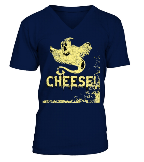 Vintage Spooky Ghost Cheese V-Neck T-shirt