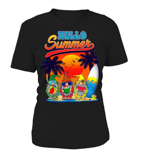Hello Summer Vacation Garden Gnomes Beach Vibes Women's T-Shirt