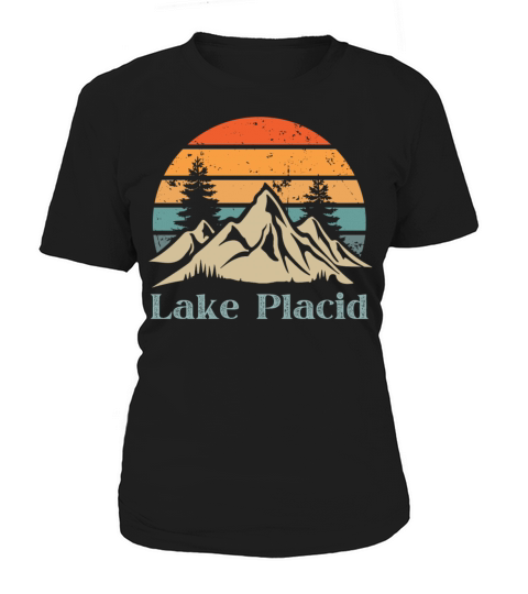 Lake Placid Retro Vintage Mountain Sunset Outdoors Women's T-Shirt