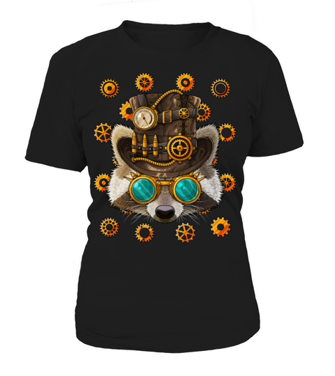 Steampunk Raccoon Medieval Victorian Steam Powered Women's T-Shirt
