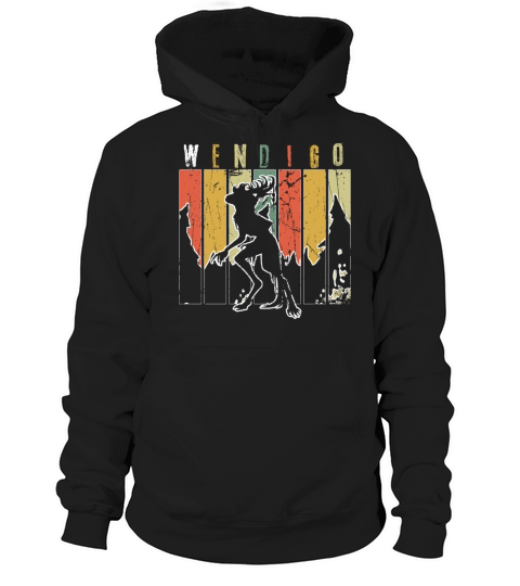Retro Folk Wendigo Halloween Cryptid Monster Hoodie Unisex