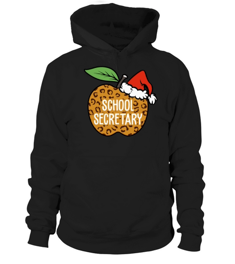 School Secretary Leopard Apple Santa Hat Hoodie Unisex