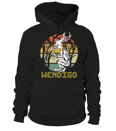 Vintage Folk Wendigo Halloween Cryptid Monster Hoodie Unisex