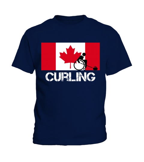 Canada Wheelchair Curling Shirt Canadian Flag Wheelchair Kids T-Shirt