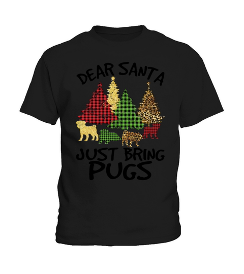 Dear Santa Just Bring Pugs Christmas Dog Lovers Kids T-Shirt
