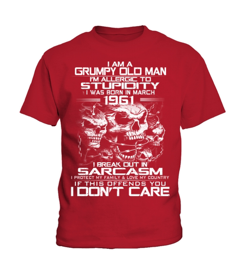 Grumpy man born in March 1961 Kids T-Shirt